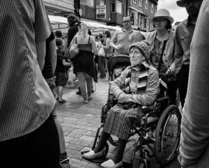 Street photography, wheelchair user.